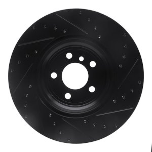 BMW X6 Brake Rotor (1) - Rear Left - R1 Concepts - Drilled & Slotted - Black - `07-`19